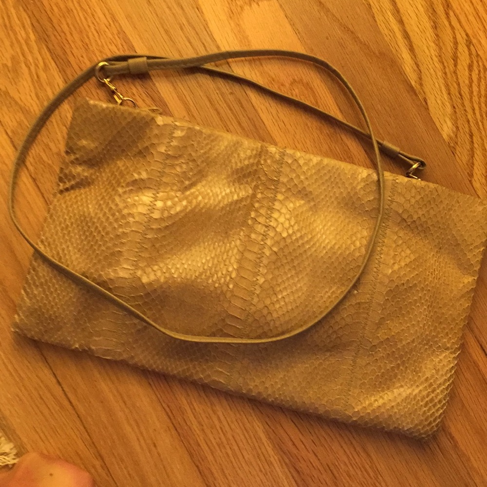 Cream snakeskin purse